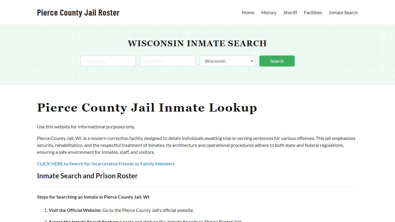 Pierce County Jail Roster Lookup, WI, Inmate Search