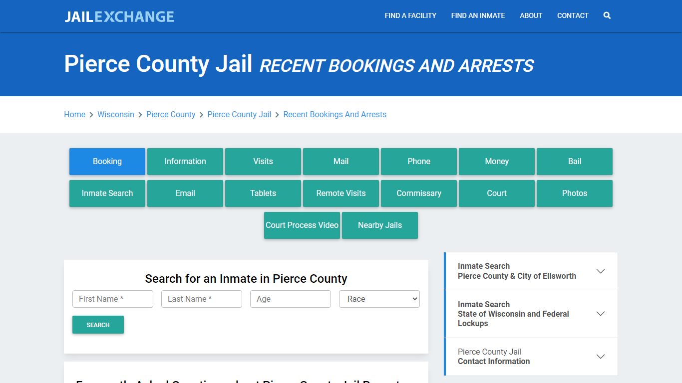 Pierce County Jail WI Recent Arrests and Bookings - Jail Exchange